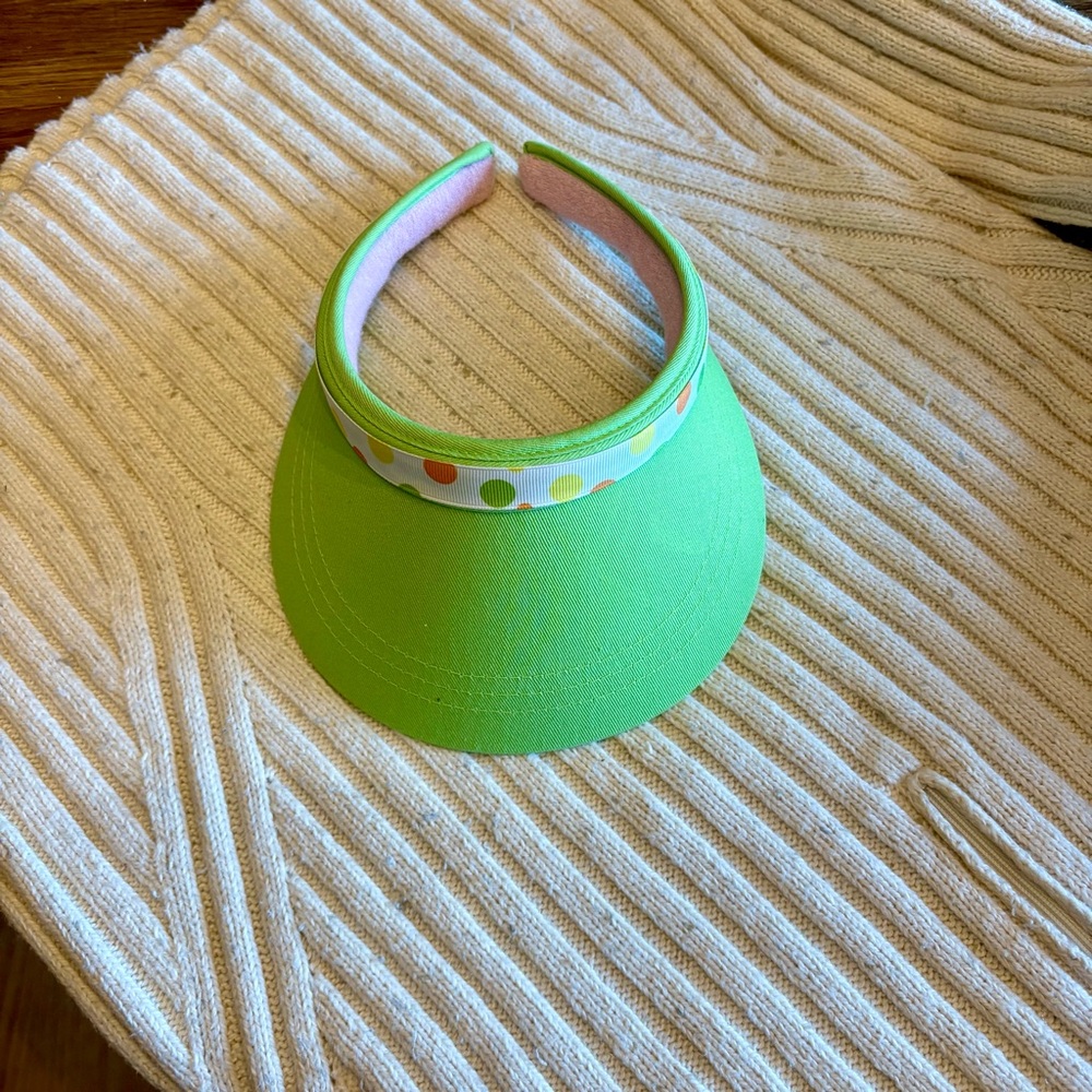 Lime Green Sun Visor with Polka Dots - Picture 5 of 5